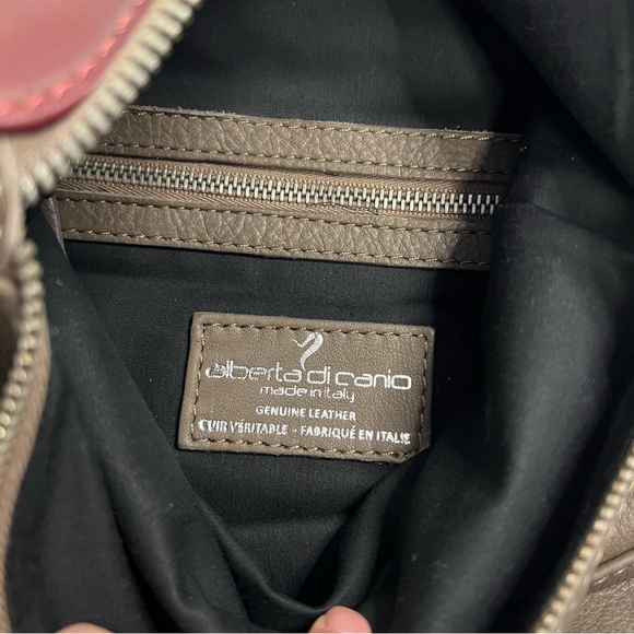 NWOT Alberta Di Canio Italian Leather Dual Tone Colourblock Clutch - Picture 6 of 8